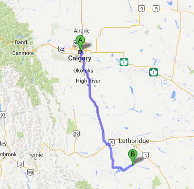 Covered Wagon RV Park Distance from Calgary