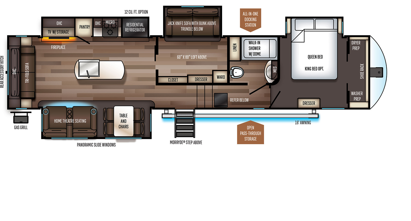 Sabre 36BHQ Fifth Wheel Floorplan from Forest River in Calgary