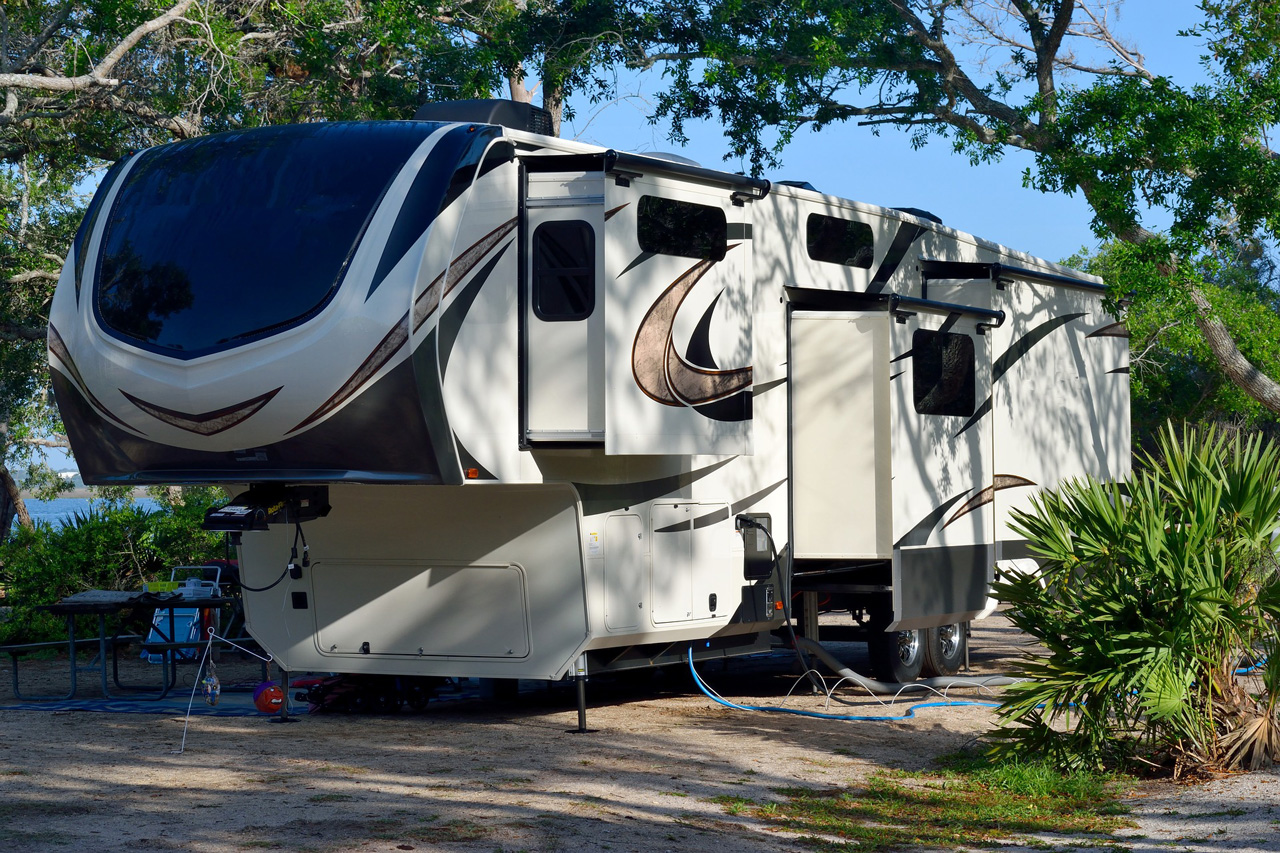 An RV in a campground